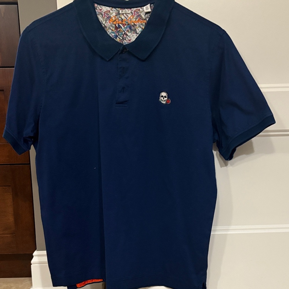 Robert Graham Dark Blue Polo with Skull Detail